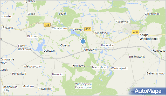 mapa Jarosławki, Jarosławki gmina Książ Wielkopolski na mapie Targeo